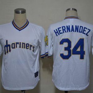 Seattle Mariners #34 Felix Hernandez White Cooperstown Stitched MLB Jersey