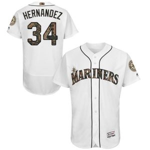 Seattle Mariners #34 Felix Hernandez White Flexbase Collection 2016 Memorial Day Stitched MLB Jersey