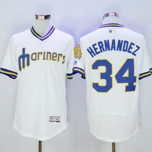 Seattle Mariners #34 Felix Hernandez White Flexbase Collection Cooperstown Stitched MLB Jersey