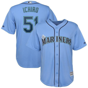 Seattle Mariners #51 Ichiro Suzuki Light Blue Cool Base Stitched MLB Jersey