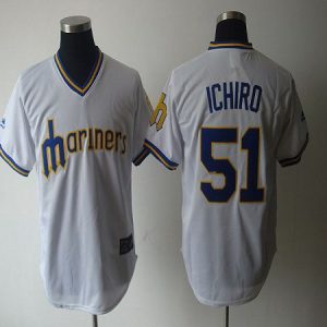 Seattle Mariners #51 Ichiro Suzuki White Cooperstown Throwback Stitched MLB Jersey