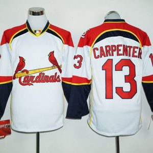 St. Louis Cardinals #13 Matt Carpenter White/Red Long Sleeve Stitched MLB Jersey