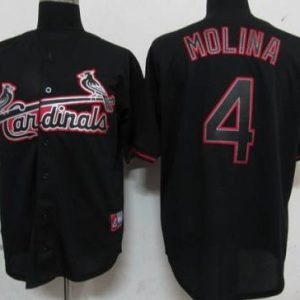 St. Louis Cardinals #4 Yadier Molina Black Fashion Stitched MLB Jersey