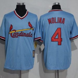 St. Louis Cardinals #4 Yadier Molina Blue Cooperstown Throwback Stitched MLB Jersey