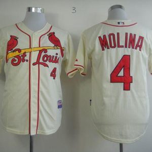 St. Louis Cardinals #4 Yadier Molina Cream Alternate Cool Base Stitched MLB Jersey