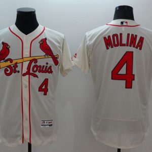 St. Louis Cardinals #4 Yadier Molina Cream Flexbase Collection Stitched MLB Jersey