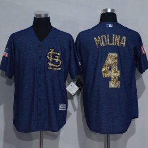 St. Louis Cardinals #4 Yadier Molina Denim Blue Salute to Service Stitched MLB Jersey