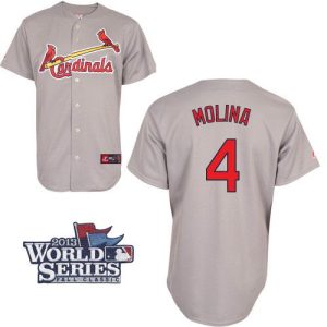 St. Louis Cardinals #4 Yadier Molina Grey Cool Base 2013 World Series Patch Stitched MLB Jersey