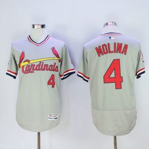 St. Louis Cardinals #4 Yadier Molina Grey Flexbase Collection Cooperstown Stitched MLB Jersey