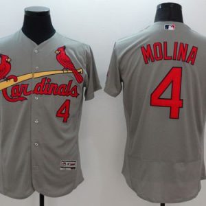 St. Louis Cardinals #4 Yadier Molina Grey Flexbase Collection Stitched MLB Jersey