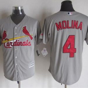 St. Louis Cardinals #4 Yadier Molina Grey New Cool Base Stitched MLB Jersey