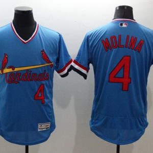 St. Louis Cardinals #4 Yadier Molina Light Blue Flexbase Collection Cooperstown Stitched MLB Jersey