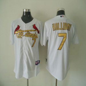 St. Louis Cardinals #7 Matt Holliday White(Gold No.) Cool Base Stitched MLB Jersey