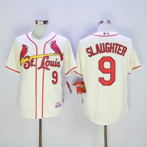 St. Louis Cardinals #9 Enos Slaughter Cream Cool Base Stitched MLB Jersey