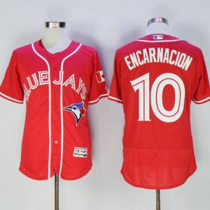 Toronto Blue Jays #10 Edwin Encarnacion Red Flexbase Collection Canada Day Stitched MLB Jersey