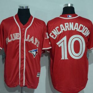 Toronto Blue Jays #10 Edwin Encarnacion Red New Cool Base Canada Day Stitched MLB Jersey