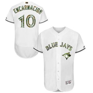 Toronto Blue Jays #10 Edwin Encarnacion White Flexbase Collection 2016 Memorial Day Stitched MLB Jersey