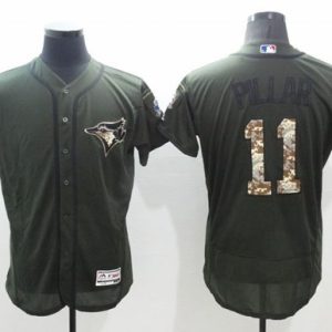 Toronto Blue Jays #11 Kevin Pillar Green Flexbase Collection Salute to Service Stitched MLB Jersey