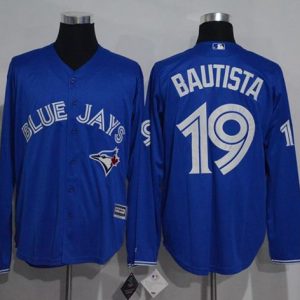 Toronto Blue Jays #19 Jose Bautista Blue New Cool Base Long Sleeve Stitched MLB Jersey