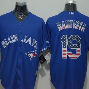 Toronto Blue Jays #19 Jose Bautista Blue USA Flag Fashion Stitched MLB Jersey