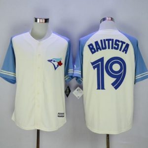 Toronto Blue Jays #19 Jose Bautista Cream/Blue Exclusive New Cool Base Stitched MLB Jersey