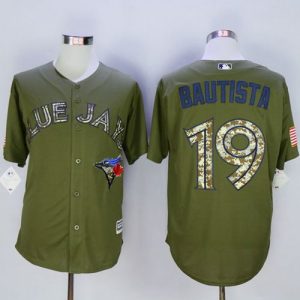 Toronto Blue Jays #19 Jose Bautista Green Camo New Cool Base Stitched MLB Jersey