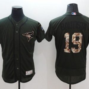 Toronto Blue Jays #19 Jose Bautista Green Flexbase Collection Salute to Service Stitched MLB Jersey