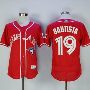 Toronto Blue Jays #19 Jose Bautista Red Flexbase Collection Canada Day Stitched MLB Jersey