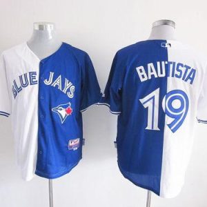 Toronto Blue Jays #19 Jose Bautista White/Blue Split Fashion Stitched MLB Jersey