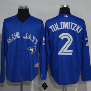 Toronto Blue Jays #2 Troy Tulowitzki Blue New Cool Base Long Sleeve Stitched MLB Jersey