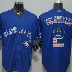 Toronto Blue Jays #2 Troy Tulowitzki Blue USA Flag Fashion Stitched MLB Jersey