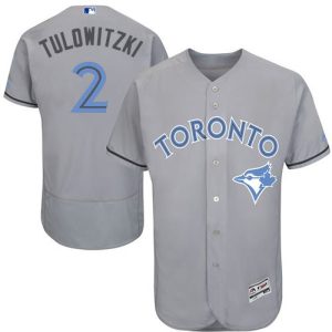 Toronto Blue Jays #2 Troy Tulowitzki Grey Flexbase Collection 2016 Father's Day Stitched MLB Jersey