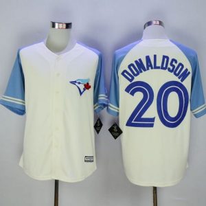 Toronto Blue Jays #20 Josh Donaldson Cream/Blue Exclusive New Cool Base Stitched MLB Jersey