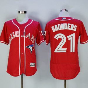 Toronto Blue Jays #21 Michael Saunders Red Flexbase Collection Canada Day Stitched MLB Jersey