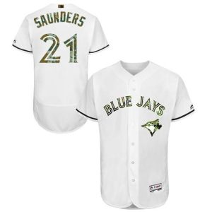 Toronto Blue Jays #21 Michael Saunders White Flexbase Collection 2016 Memorial Day Stitched MLB Jersey