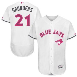 Toronto Blue Jays #21 Michael Saunders White Flexbase Collection 2016 Mother's Day Stitched MLB Jersey