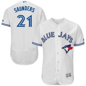 Toronto Blue Jays #21 Michael Saunders White Flexbase Collection Stitched MLB Jersey