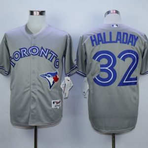 Toronto Blue Jays #32 Roy Halladay Grey Cool Base Stitched MLB Jersey