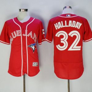 Toronto Blue Jays #32 Roy Halladay Red Flexbase Collection Canada Day Stitched MLB Jersey