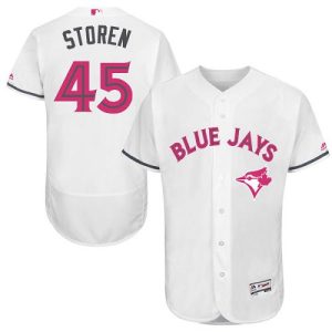 Toronto Blue Jays #45 Drew Storen White Flexbase Collection 2016 Mother's Day Stitched MLB Jersey