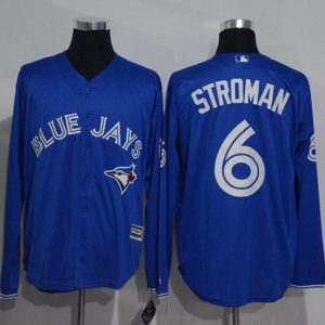 Toronto Blue Jays #6 Marcus Stroman Blue New Cool Base Long Sleeve Stitched MLB Jersey