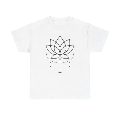 Celestial Lotus Unisex T-Shirt - Yoga Meditation Zen Spiritual Stars Minimalist Elegant