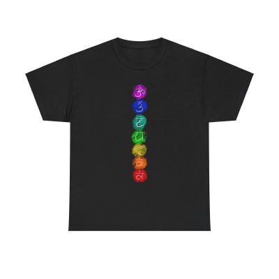 Chakra Column Unisex T-Shirt - Sanskrit Om Yoga Meditation Spiritual Energy Reiki Aura