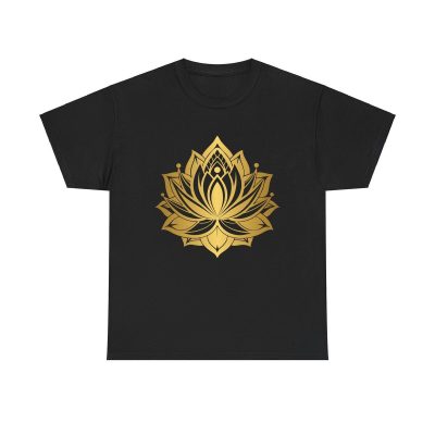 Golden Lotus Flower Blossom Unisex T-Shirt - Oriental Yoga Buddha Symbol Zen Flower Tee