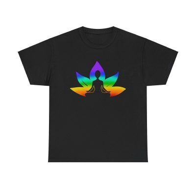 Rainbow Lotus Meditation Unisex T-Shirt - Yoga Zen Mindfulness Spiritual Healing Art