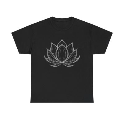 Silver Lotus Unisex T-Shirt - Yoga Zen Meditation Mindfulness Peaceful Calm Elegant Art