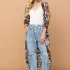 Leopard Kimono Open Front Longline Cardigan - Leopard