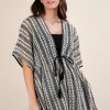Plus Size Striped Poncho Boho Cardigan - Black/Cream