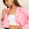 Cropped Button-Down Blazer - Pink