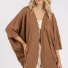 Open Front Batwing Sleeve Cardigan - Brown